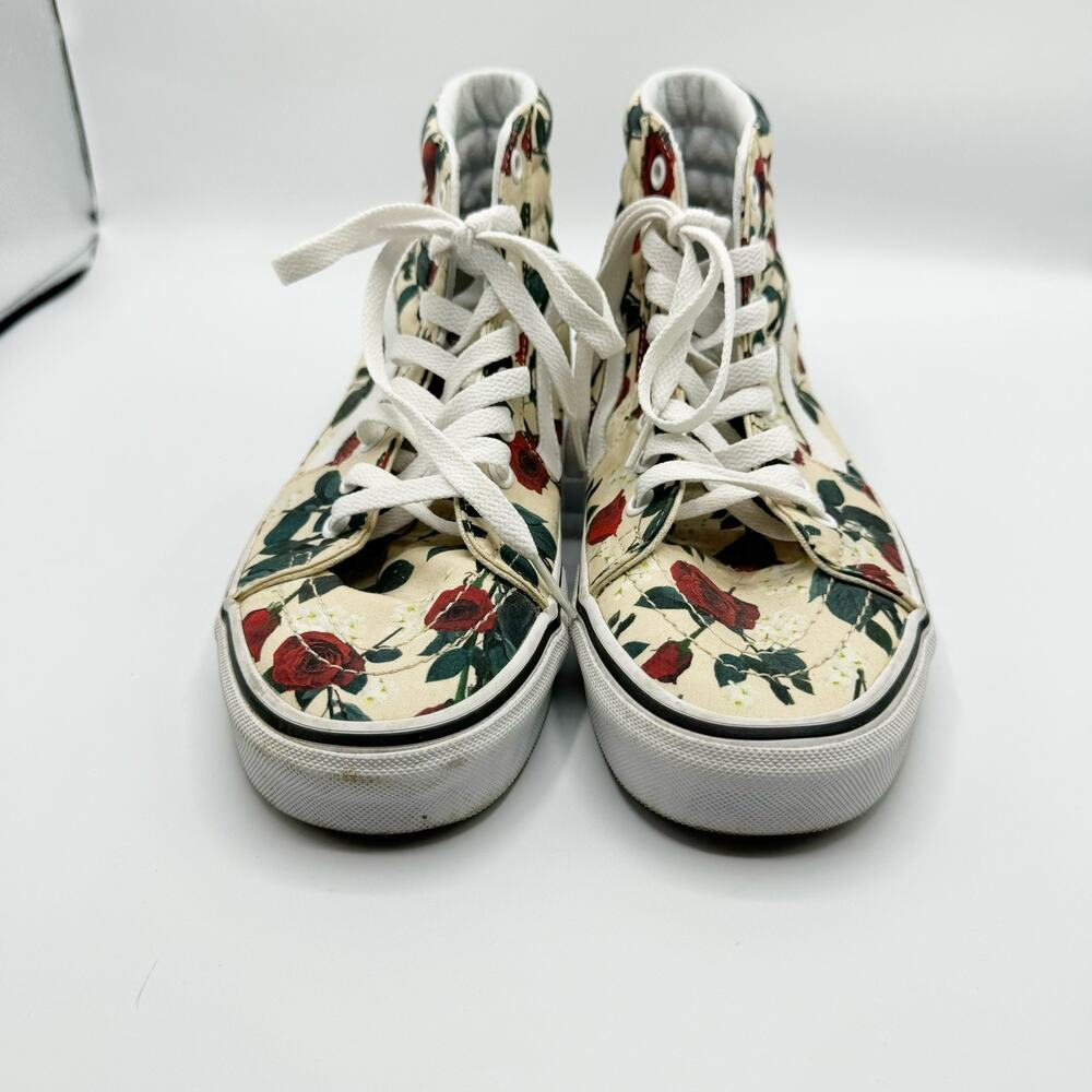 Vans Sk8 Hi High Top Canvas Sneakers Rose Print Shoe Womens 9 Dark Romance Goth - Picture 5 of 7